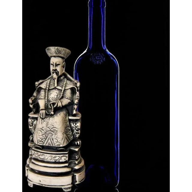 1940s Carved Chinese Emperor Statue Figurine in Imperial Throne and Outfit For Sale - Image 10 of 11