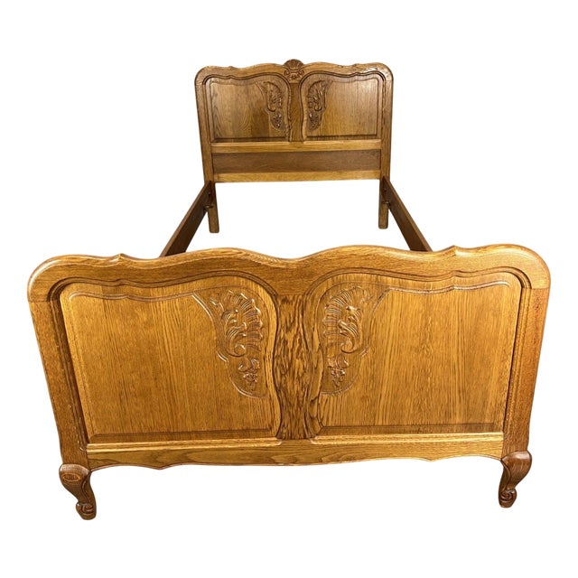 Vintage French Bed Frame in Oak For Sale