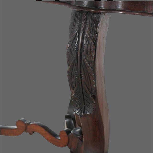 Antique Victorian Carved Walnut & Beveled Marble Turtle Top Table 1890s For Sale - Image 6 of 12