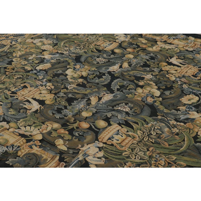 Rug & Kilim’s Armorial Tudor Style Rug in Black, With Beige, Blue and Gold Tones For Sale In New York - Image 6 of 9
