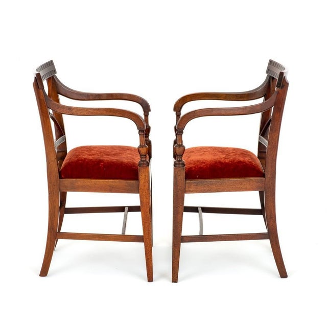 Hollywood Regency Set of Antique Regency Armchairs in Mahogany For Sale - Image 3 of 10