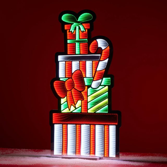Light up your holiday décor with this festive Package Stack and Candy Cane Ekkolight. Standing 47 inches tall, this...