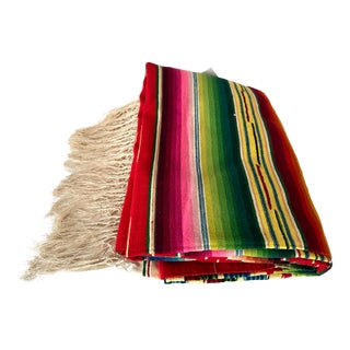 Vintage 1940’s Cotton and Wool Mexican Saltillo Blanket With Diamond Motif For Sale