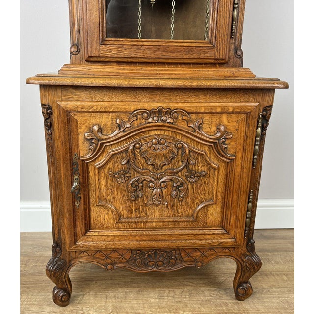 Vintage Grandfather Clock in Oak For Sale - Image 6 of 17