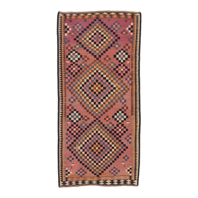 Vintage Persian Shiraz Kilim Gallery Rug 05'03 X 11'01 For Sale