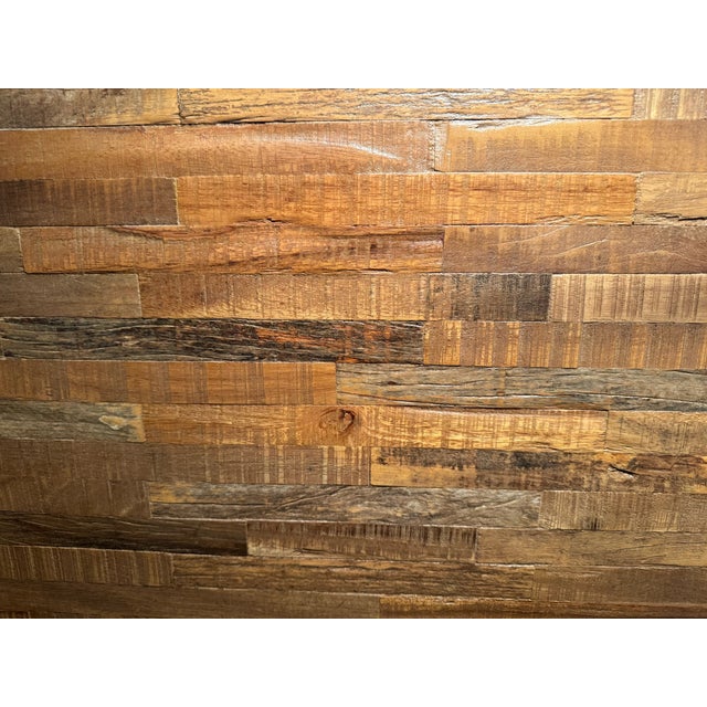 Reclaimed Brazilian Peroba Rosa Wood Queen Bed For Sale - Image 4 of 7