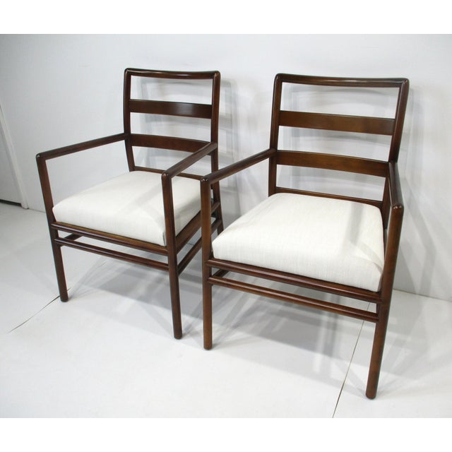 t.h. Robsjohn Gibbings Ladder Back Arm Chairs For Sale - Image 15 of 16