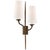 Transitional Julie Neill for Visual Comfort Signature Iberia Double Left Sconce in Antique Bronze Leaf with Linen Shades For Sale - Image 3 of 4