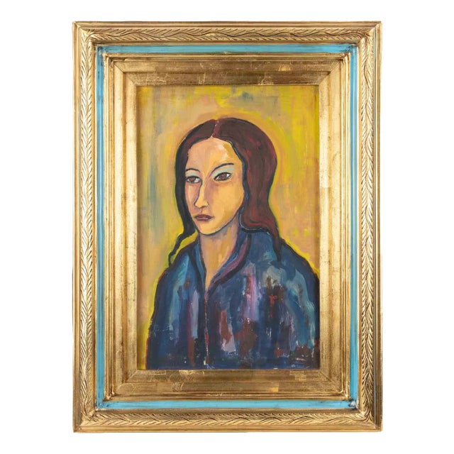 Sirio Pellegrini, Portrait, Painting on Paper, 1960s, Framed For Sale