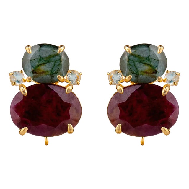 Agnes Studs, Dark Red, Pierced For Sale