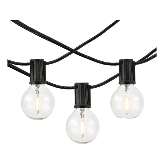 Leigh, 10 Light, 120" Outdoor String Light, Black For Sale