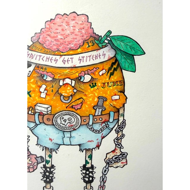 1990s Original Adam Ballinger Cartoon Caricature Orange Gangster Illustration Painting For Sale - Image 4 of 11