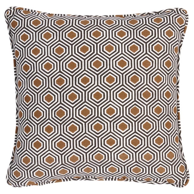 Contemporary Schumacher Otis Hand Print 18" Pillow in Dark Neutral For Sale - Image 3 of 3