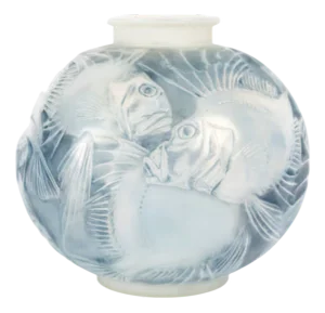 Fish Vase in Opalescent Glass by René Lalique, 1924