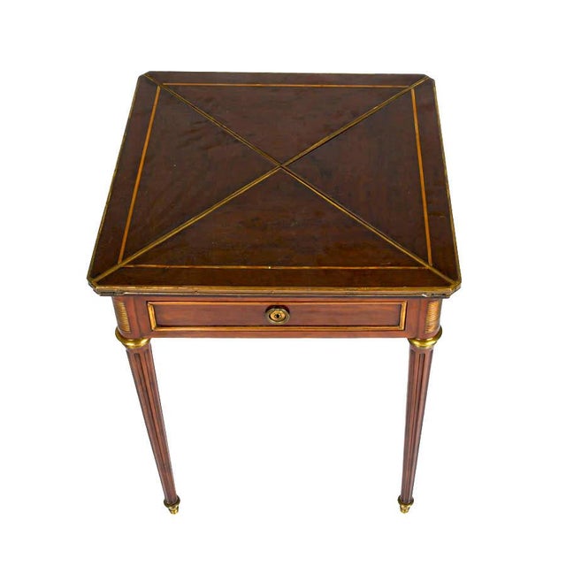 Traditional Edwardian Mahogany Game Table With Gilt Mounts and Single Drawer For Sale - Image 3 of 6