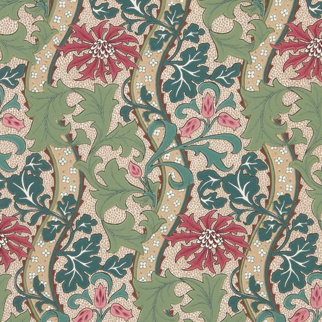 Morris & Co. Cornflower Wallpaper in Madder/Forest- a sample For Sale