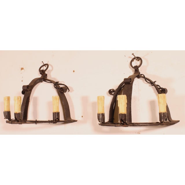 Medieval-Style Wrought Iron Wall Sconces, 1920s, Set of 2 For Sale - Image 3 of 11