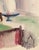 MCM painting on paper by artist Robert Colborne (1931-2002) of New York. Signed an dated lower right, estate stamp on the...