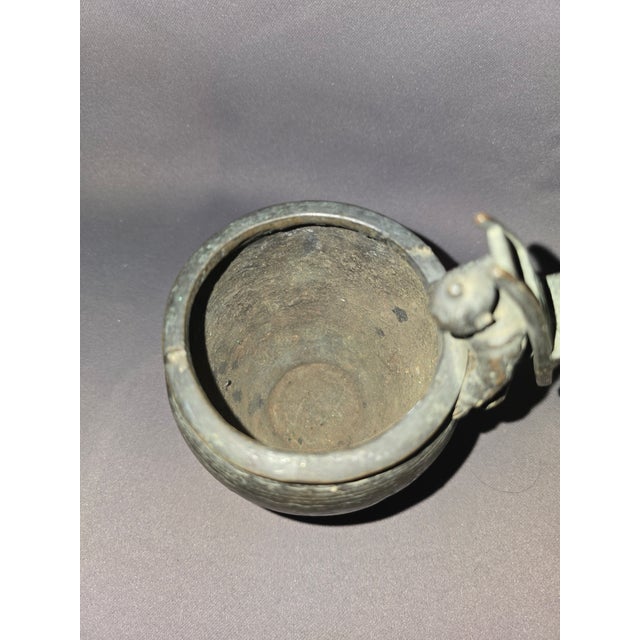 Metal Japanese Bronze Vase For Sale - Image 7 of 7