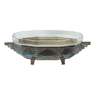 French Art Deco Silver-Plated and Glass Centerpiece by Orfèvrerie Dilecta, 1930s For Sale