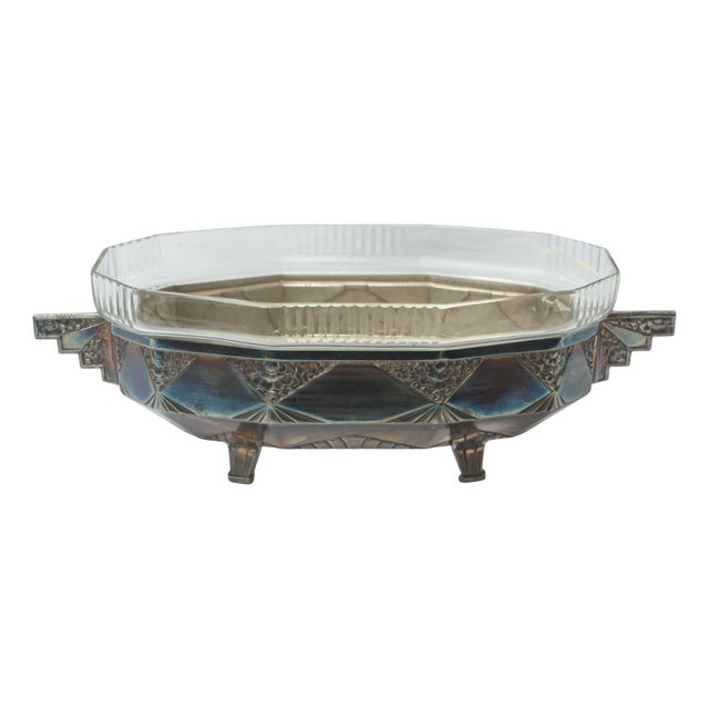 French Art Deco Silver-Plated and Glass Centerpiece by Orfèvrerie Dilecta, 1930s For Sale