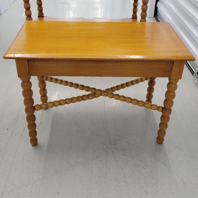 Early American Pine Washstand and Stool With Towel Racks 2 Piece Set