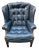 Vintage Blue Tufted Leather Wing Chair and Ottoman by Classic Leather For Sale - Image 4 of 10