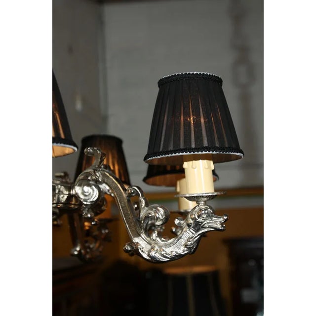 French French Silver Over Bronze 8-Arm Chandelier For Sale - Image 3 of 6