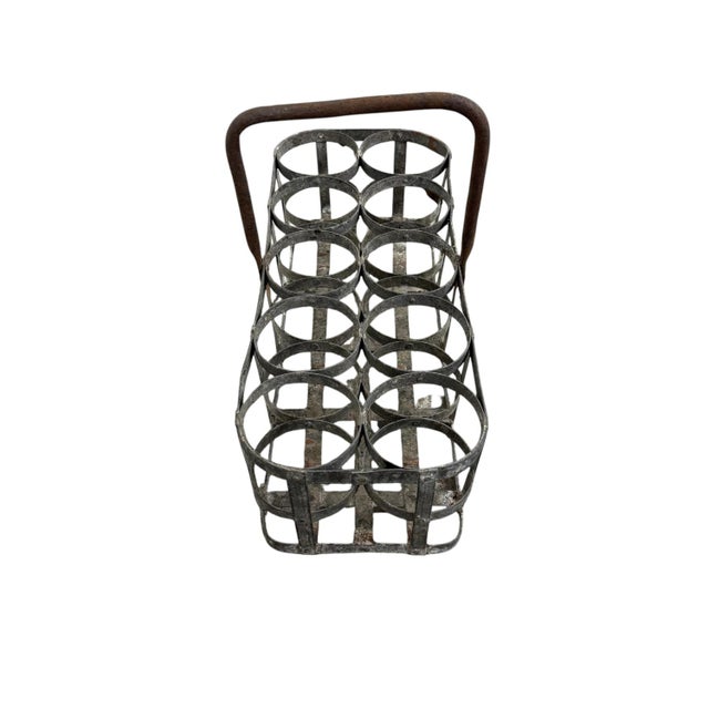 Large Antique Galvanized Bottle Carrier, 1890s For Sale - Image 4 of 5