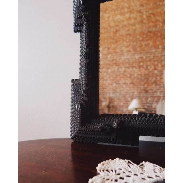 Late 19th Century Antique Hand Carved Tramp Art Mirror, Late 19th Century For Sale - Image 5 of 18
