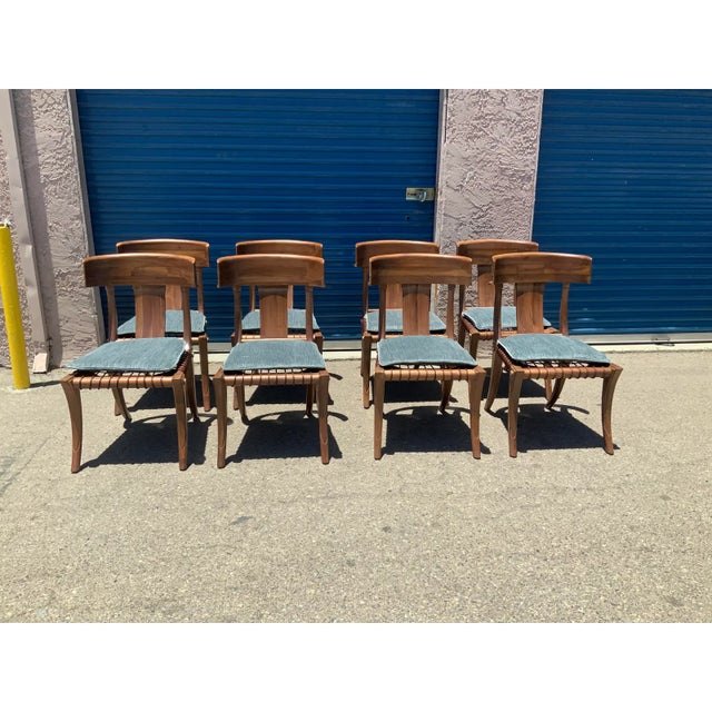 1980s 1980s Vintage Klismos Style Solid Walnut Dining Chairs - Set of 8 For Sale - Image 5 of 7
