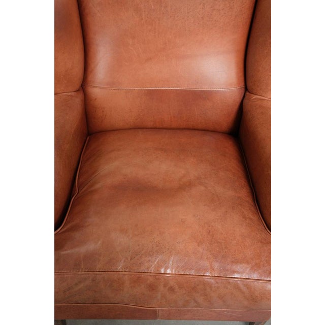 Wing Club Chair in Cowhide Leather For Sale - Image 6 of 12