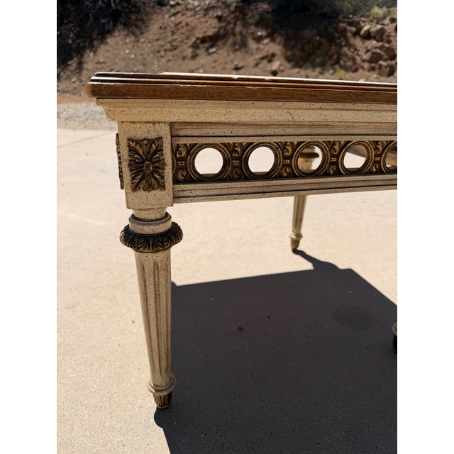 Mid 20th Century A Pair of Mid Century French-Style Mahogany and Marble-Topped End Tables For Sale - Image 5 of 12