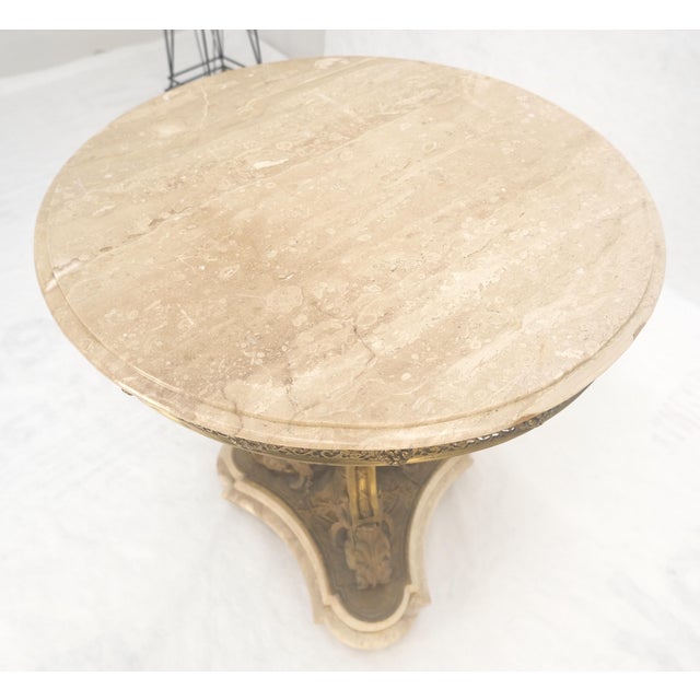 Rococo Marble & Bronze Base Fine Gueridon Side End Lamp Stand Mint For Sale - Image 3 of 11