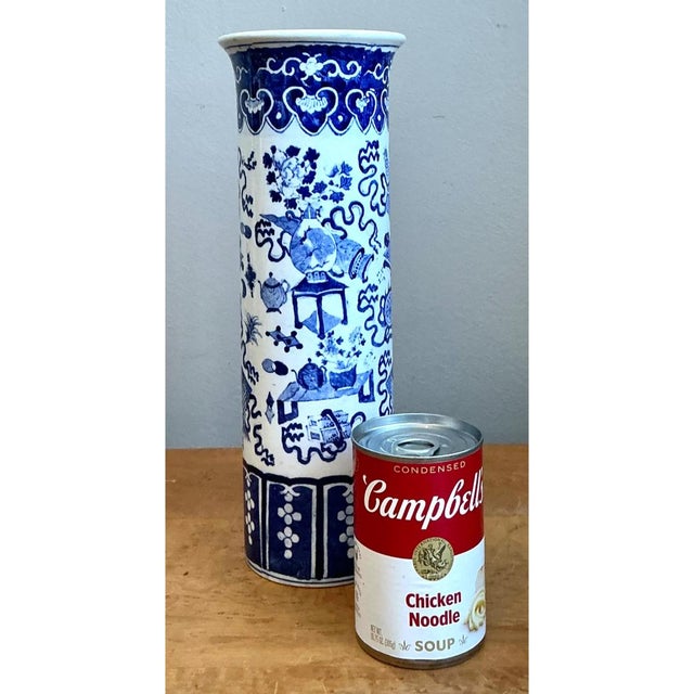 Vintage Chinese Blue and White Ceramic Vase For Sale - Image 10 of 12