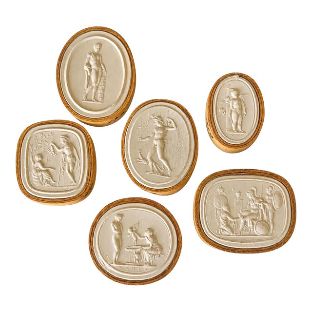 Antique Italian Grand Tour Plaster Intaglios - Set of 6 (Group #6) For Sale