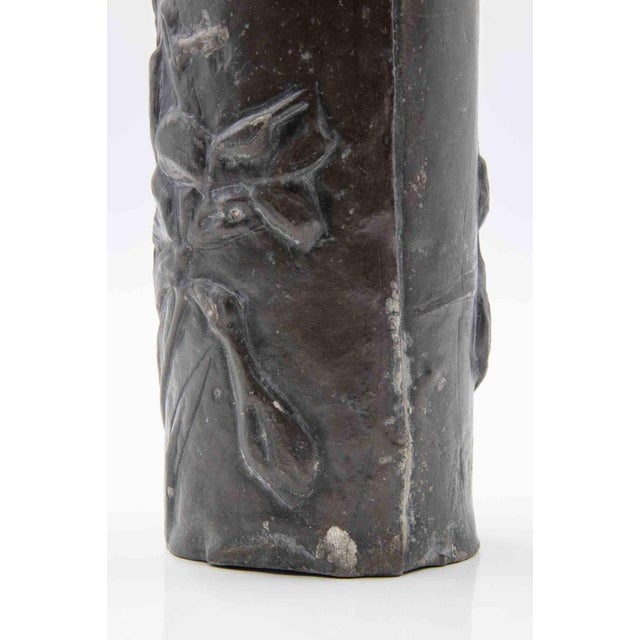 Set of 2 Art Nouveau Pewter Vases realized in the early 20th Century. Largest piece: height 36 x base diameter 15 cm x top...