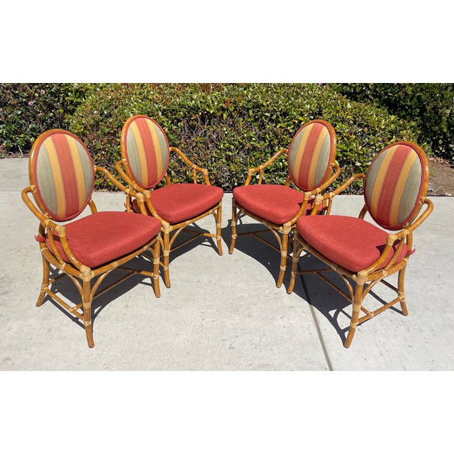 Contemporary McGuire Vintage Rattan Oval Back Chairs, a Set of 4 For Sale - Image 3 of 11