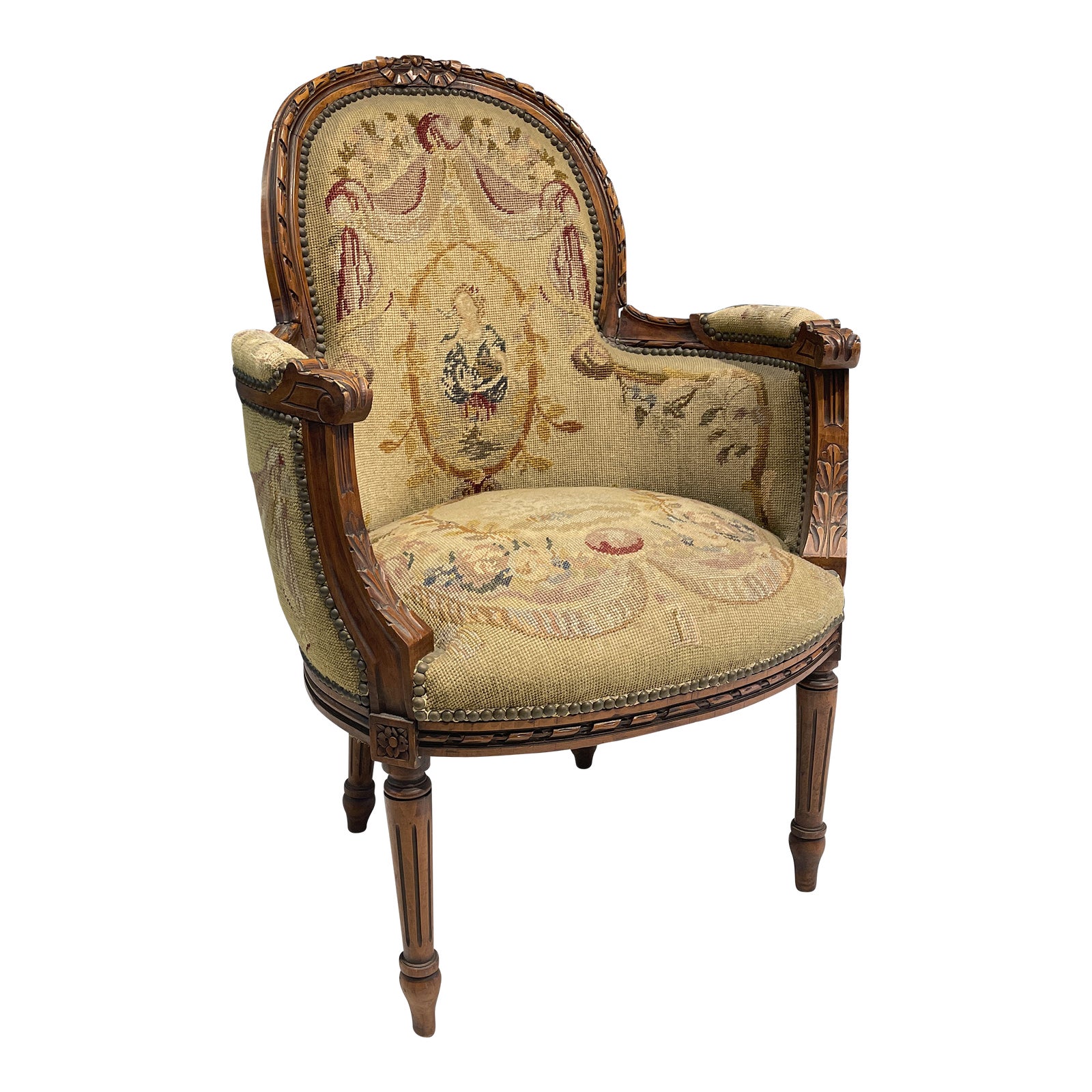 Antique Needlepoint Louis Bergere Chair Chairish