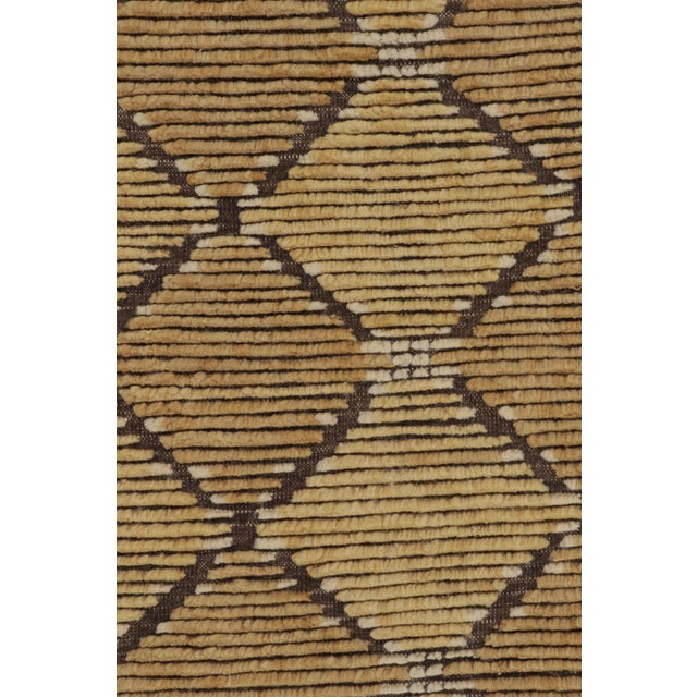 Rug & Kilim’s Scandinavian Inspired Rug, Brown With Gold Geometric Patterns For Sale In New York - Image 6 of 8