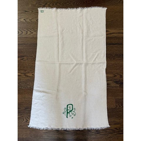 Textile Pair of Hand Embroidered Slub Linen Throws For Sale - Image 7 of 12