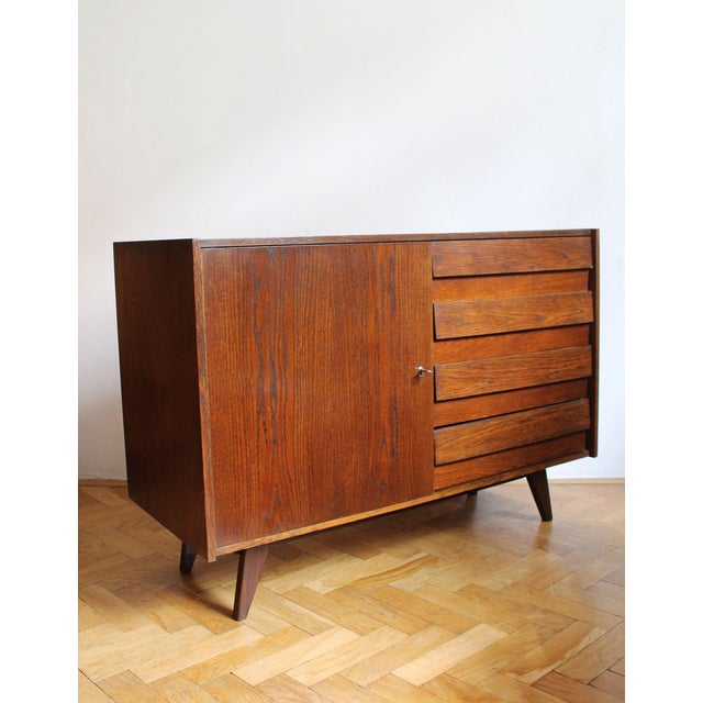 Wood Vintage U-458 Sideboard in Dark Oak by Jiří Jiroutek for Interier Praha, Czechoslovakia, 1972 For Sale - Image 7 of 18