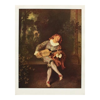 1950s After Antoine Watteau "Le Mezzetin", Full-Color Vintage Print For Sale