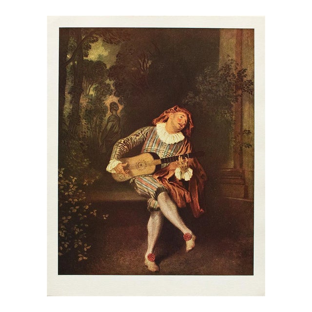 1950s After Antoine Watteau "Le Mezzetin", Full-Color Vintage Print For Sale