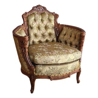 1940s Deutsch Bros. Victorian Antique-Gold Chair For Sale