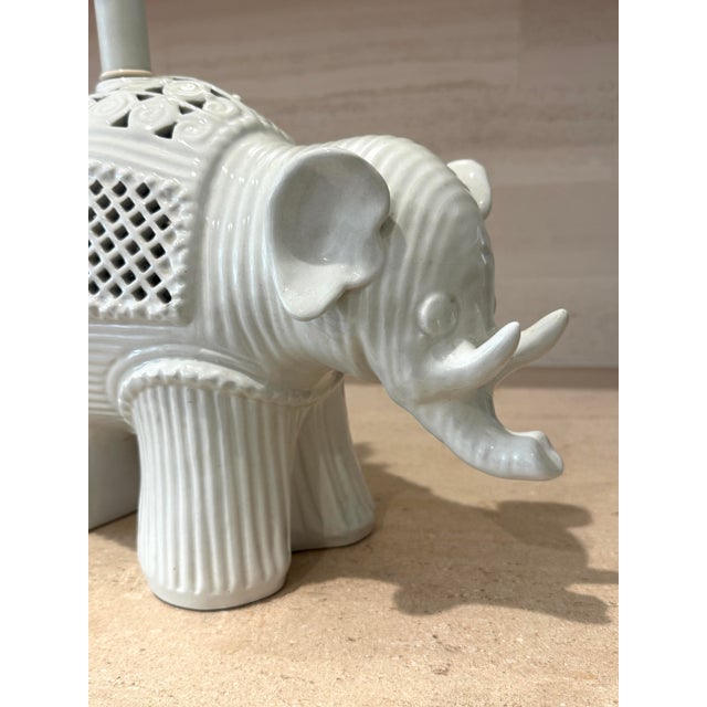 Ceramic Mid Century Blanc De Chine Elephant Lamp by Morris Greenspan For Sale - Image 7 of 10
