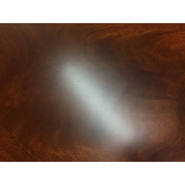 Brown Vintage Banded Mahogany Table, Trestle Style Base Dining Table For Sale - Image 8 of 16