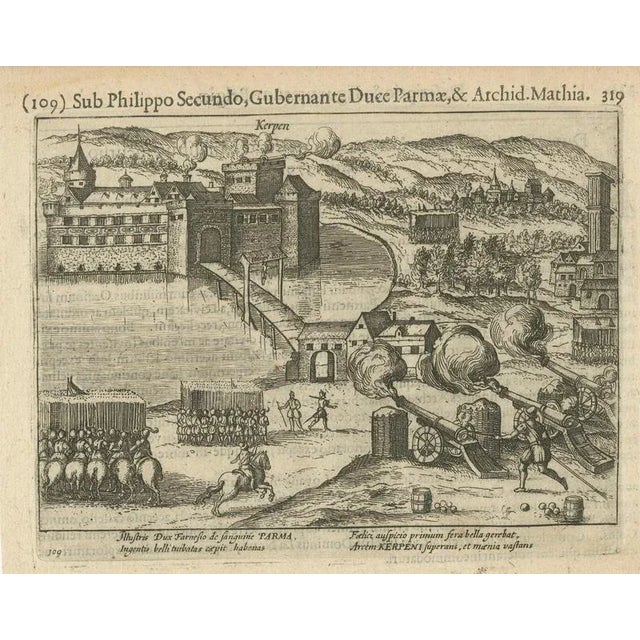 Siege of kerpen under duke of parma – original engraving from baudartius, 1616 this finely detailed early 17th-century...