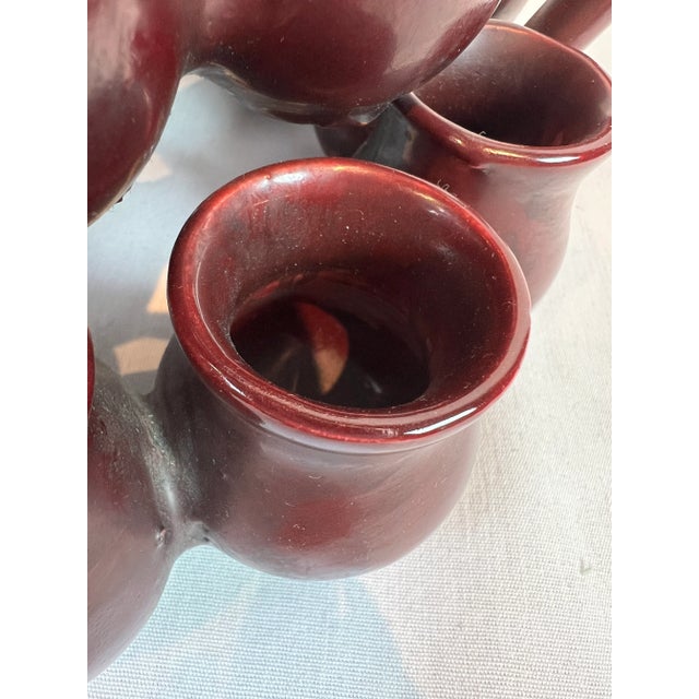 1990s Italian Glazed Ceramic Cluster of Vessels in a Raisin Color For Sale - Image 9 of 10