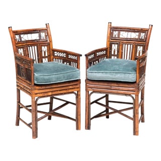 19th Century Antique Chinese Bamboo and Rattan Child’s Armchairs—A Pair For Sale